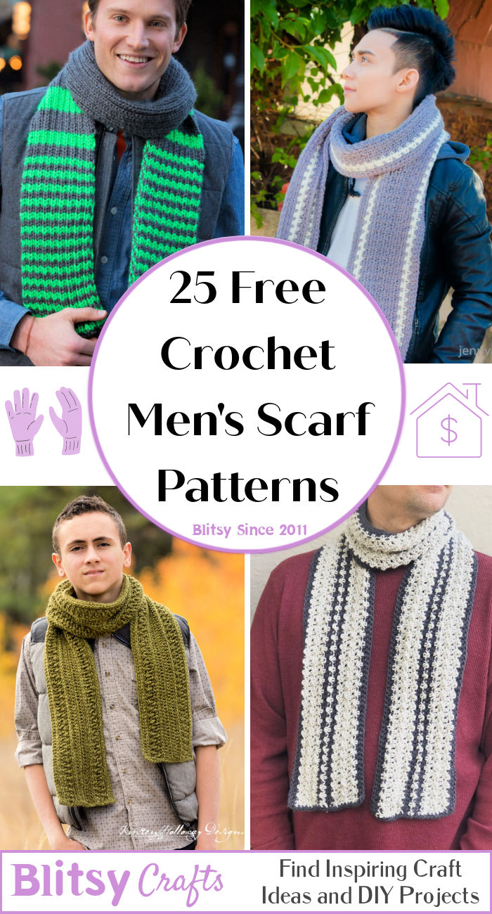 25 Free Mens Crochet Scarf Patterns - Easy Pattern - Blitsy