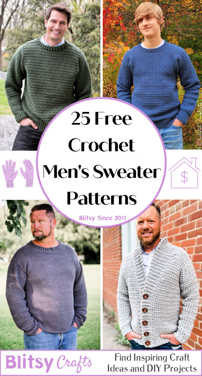 25 Free Crochet Men's Sweater Patterns (Cardigan Pattern) Blitsy