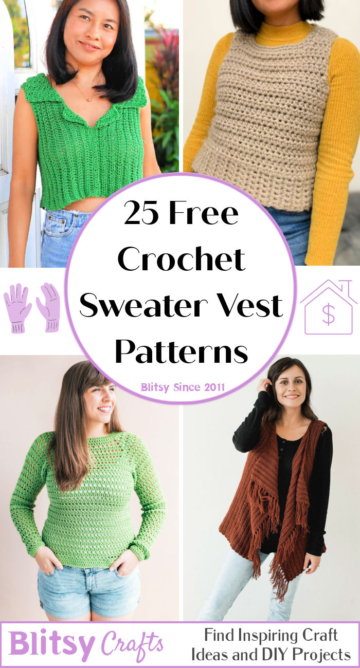 25 Free Crochet Sweater Vest Patterns for Beginners - Blitsy