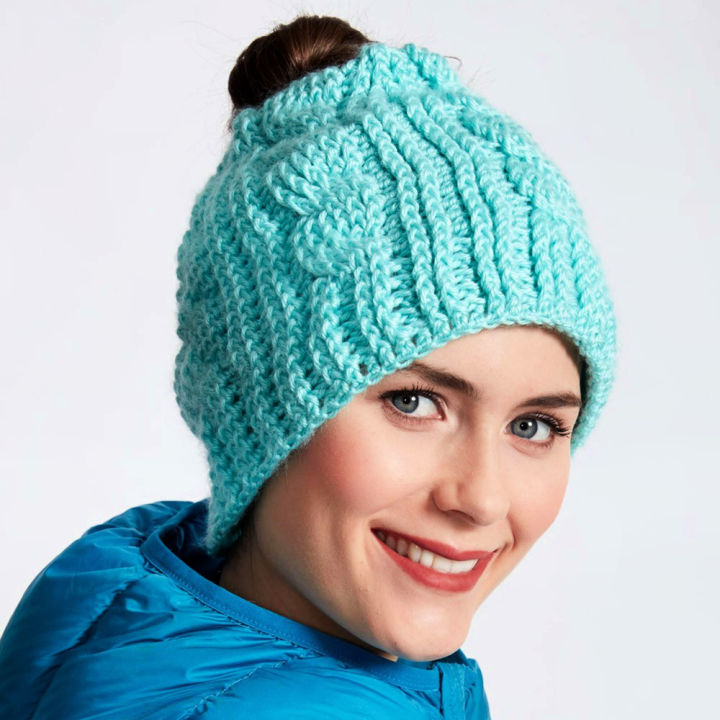 30 Free Crochet Messy Bun Hat Patterns - Blitsy