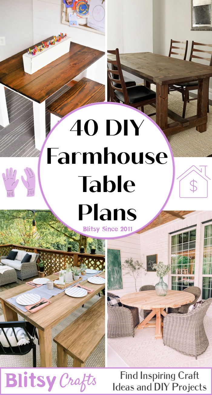 40 Free DIY Farmhouse Table Plans To Get Rustic Style - Blitsy