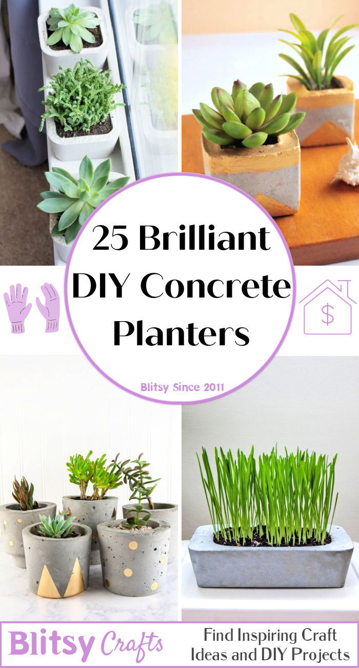 25 Brilliant DIY Concrete Planters To Make - Blitsy